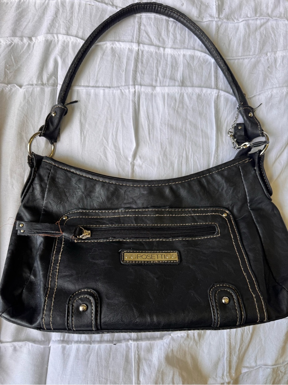 Rosetti Black Shoulder Bag with Front Zip Pocket